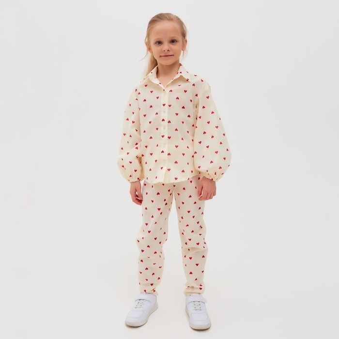 Брюки детские MINAKU: Cotton Collection, бежевые, рост 98 см
