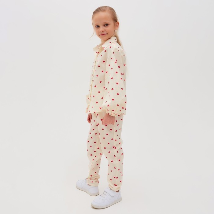 Брюки детские MINAKU: Cotton Collection, бежевые, рост 98 см