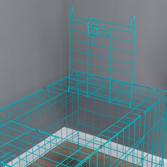 Клетка с люком для собак и кошек, 100 х 60 х 70 см, голубая