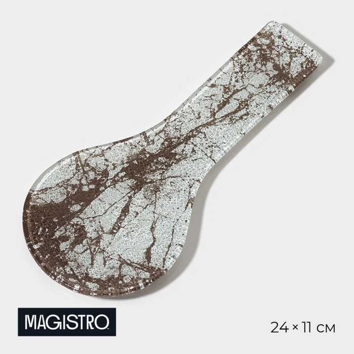 Подставка под ложку Magistro «Мрамор», 24×11×1 см, стекло, белая