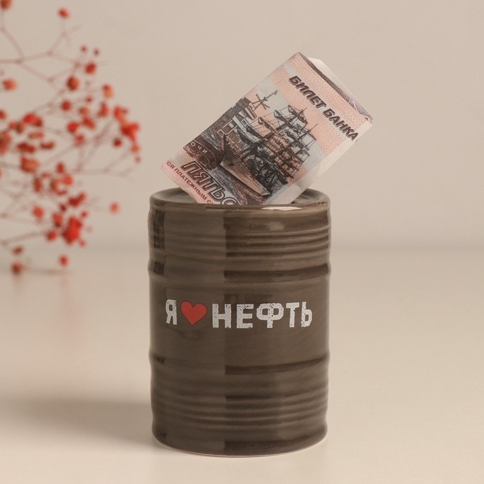 Копилка для денег «Банка-бочка. Стратегический запас», керамика, чёрная, 6.5×6.5×9 см
