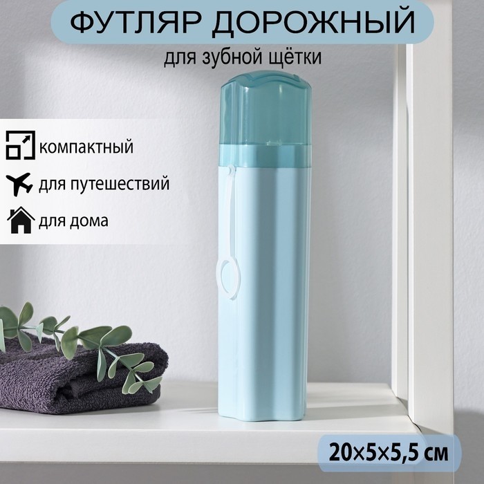 Футляр для зубной щётки и пасты Доляна «Звезда», 20.5×5.5 см, голубой