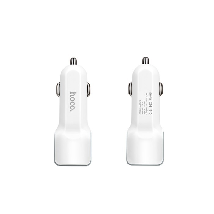Автомобильное зарядное устройство Hoco Z23, 2 USB, 2.4 А, белое
