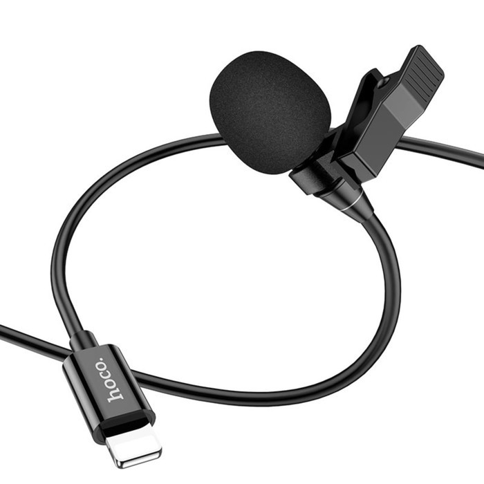 Петличный микрофон Hoco L14, Lightning, 2 м, чёрный