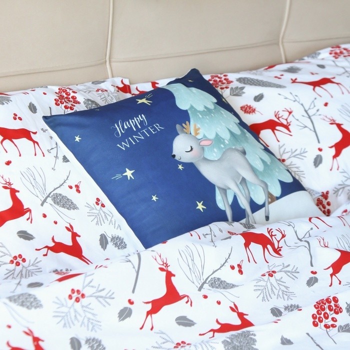 Подушка новогодняя "Этель" «Happy winter», 40*40 см, 100% п/э, велюр