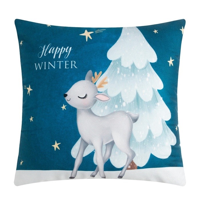 Подушка новогодняя "Этель" «Happy winter», 40*40 см, 100% п/э, велюр