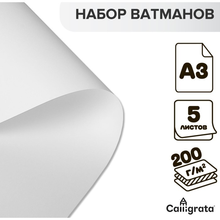 Набор ватманов чертёжных А3, 200 г/м², 5 листов (Цена за 3 шт.)