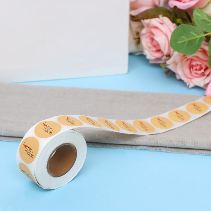 Наклейки крафт в рулоне Home made ,500 шт., 2.5 × 2.5 см