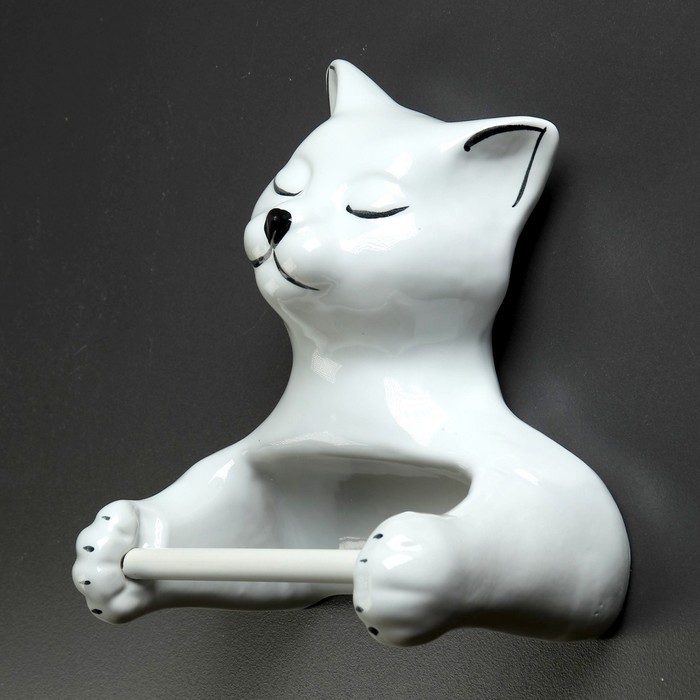 Держатель для туалетной бумаги «Кошка», 26×23×14 см, белый