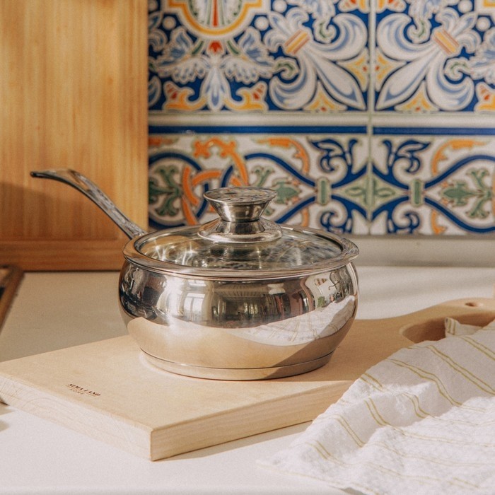 Ковш SL Home «Олла», 1.5 л, d=16 см, h=7.5 см, с крышкой, индукция, нержавеющая сталь