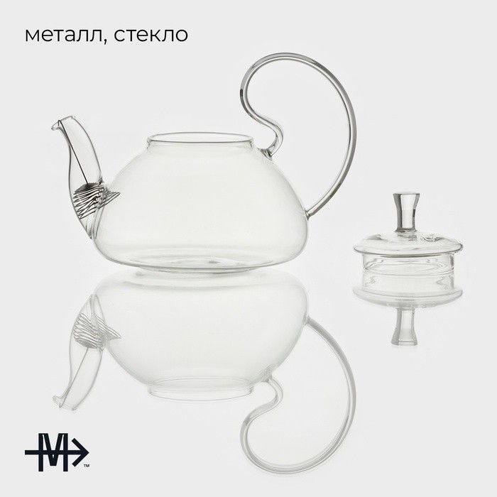Заварочный чайник Magistro, 1 л, 20.5×15 см, металлическое сито, стекло