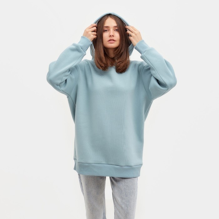 Худи женское MINAKU: Casual Collection цвет серо-голубой, р-р 50-52