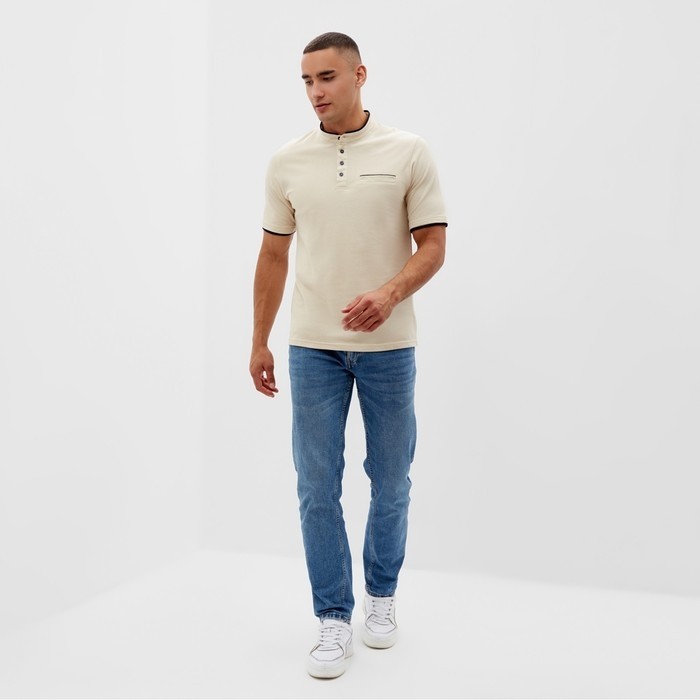 Футболка (поло) мужская MINAKU REGULAR FIT: цвет бежевый, р-р 54