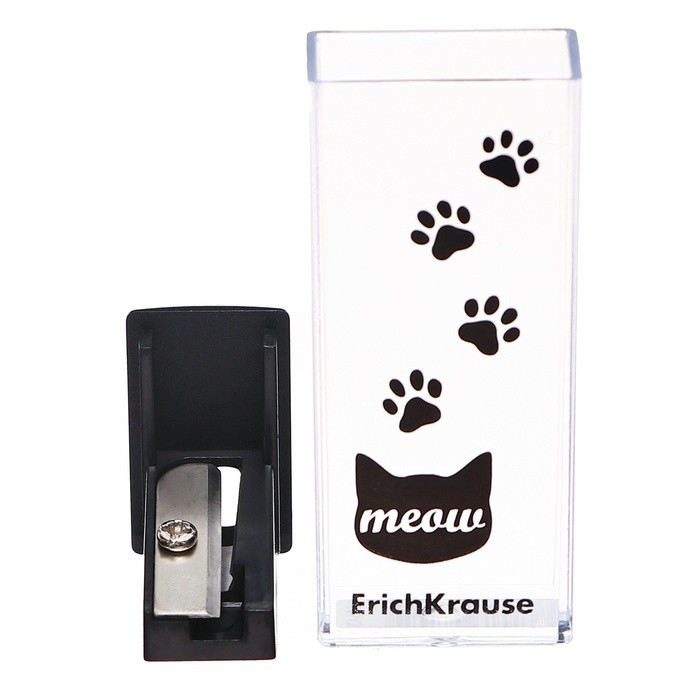 Точилка ErichKrause «City» Meow, 1 отверстие, с контейнером, пластиковая, МИКС (Цена за 3 шт.)