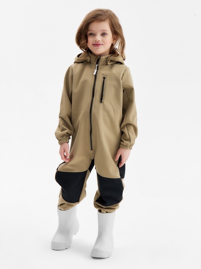 Комбинезон демисезонный для девочек MINAKU из Softshell на флисе, непромокаемый, хаки