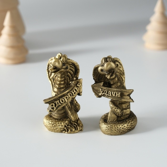 Фигурка полистоун «Змейка с пожеланием», 2×3×6 см, МИКС