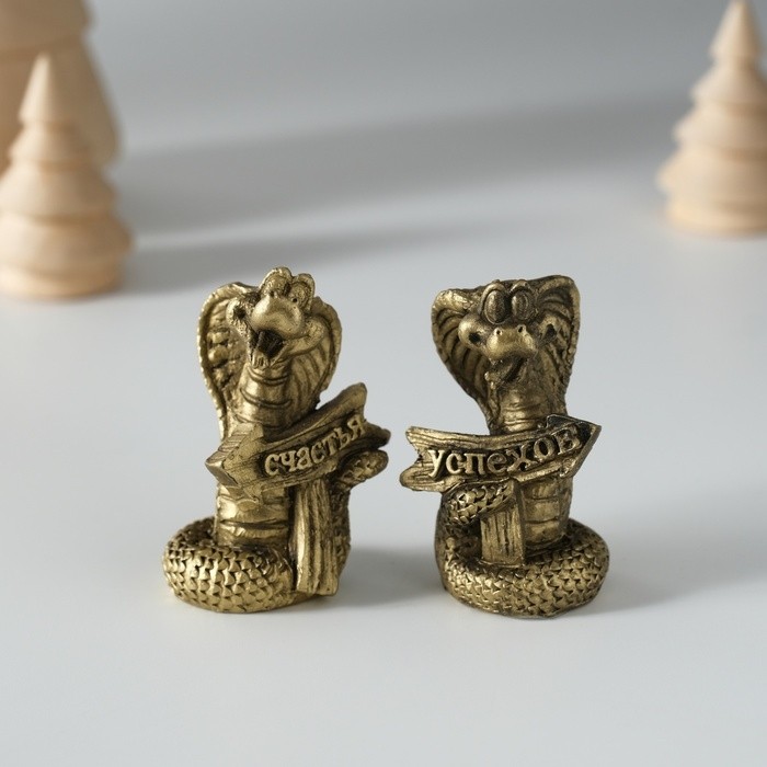 Фигурка полистоун «Змейка с пожеланием», 2×3×6 см, МИКС