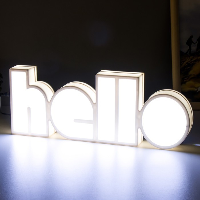 Фигурка светящаяся RISALUX «Хеллоу», LED-ночник, USB, от батареек 3×АА, белый, 36×13×4 см