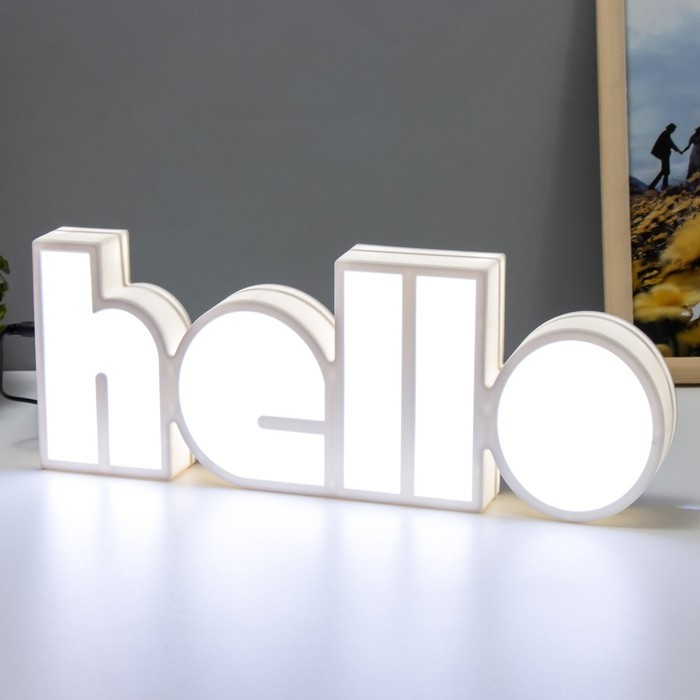 Фигурка светящаяся RISALUX «Хеллоу», LED-ночник, USB, от батареек 3×АА, белый, 36×13×4 см