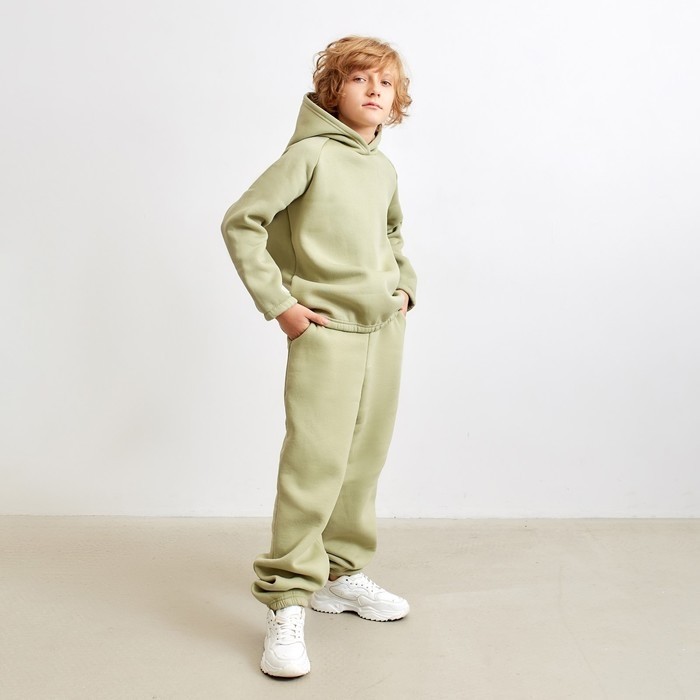 Брюки детские MINAKU: Basic Line KIDS цвет оливковый, рост 134