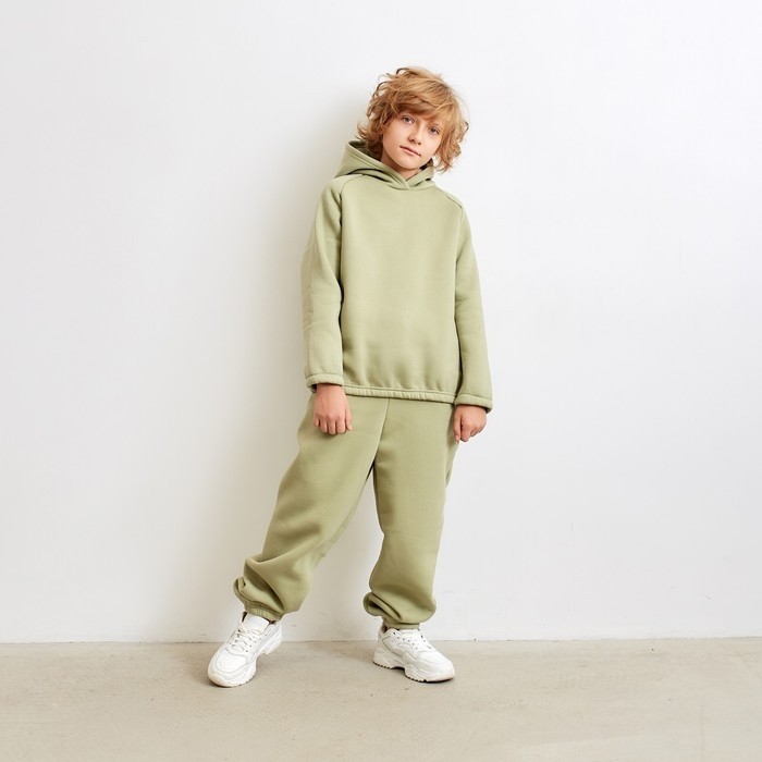 Брюки детские MINAKU: Basic Line KIDS цвет оливковый, рост 134