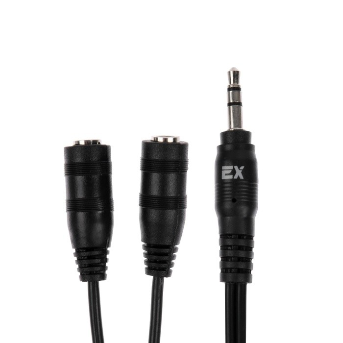 Переходник Exployd EX-K-1415, Jack 3.5 - 2xJack 3.5,  для микро и наушников, 0.2 м, черный