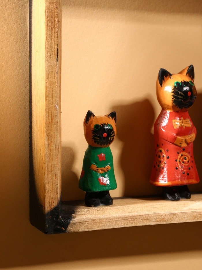 Сувенир интерьерный «Кошки в рамке», 19×19 см, дерево