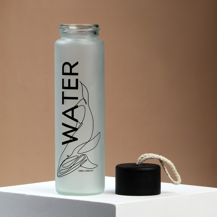 Бутылка для воды WATER, стекло, 350 мл, МИКС