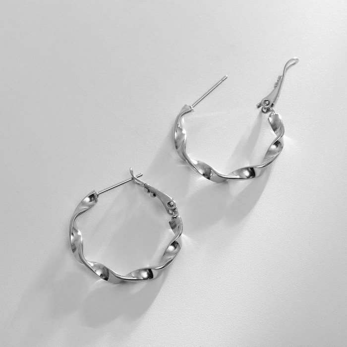 Серьги кольца плетёные XUPING «Завет», цвет серебро, d=2.5 см