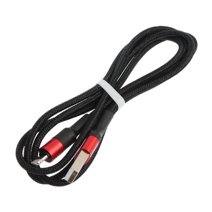 Кабель Hoco X26, Lightning - USB, 2 А, 1 м, нейлоновая оплётка, чёрно-красный