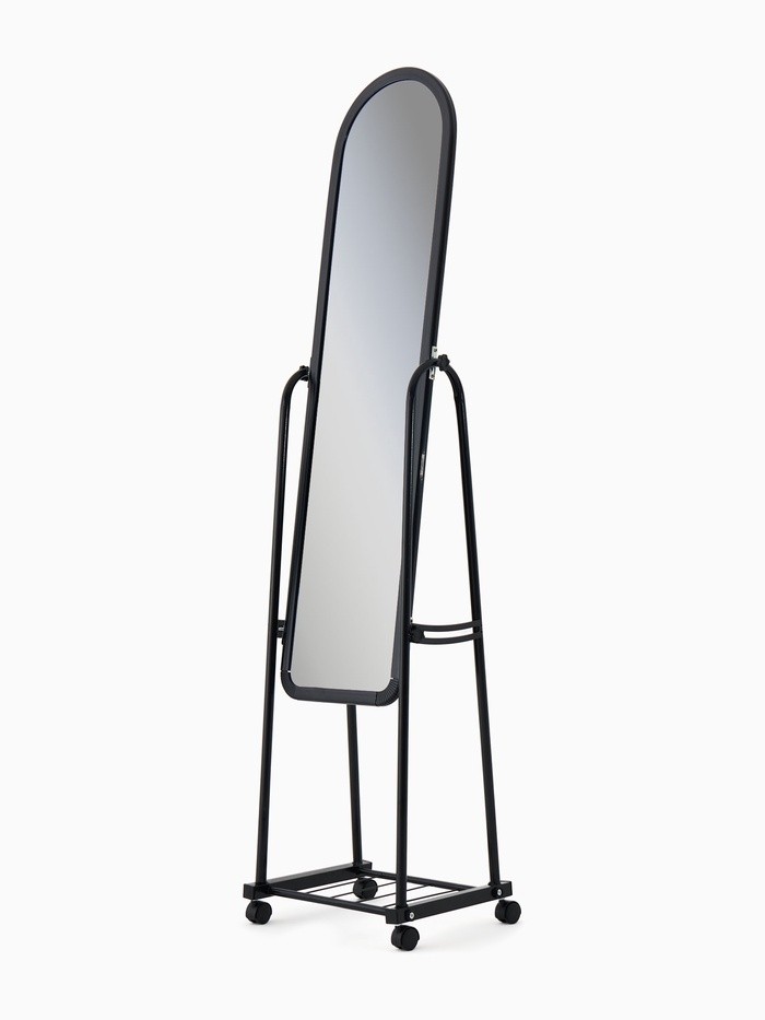 Зеркало интерьерное напольное TAKE IT EASY, в полный рост, на колёсах, 31×120 см, черное