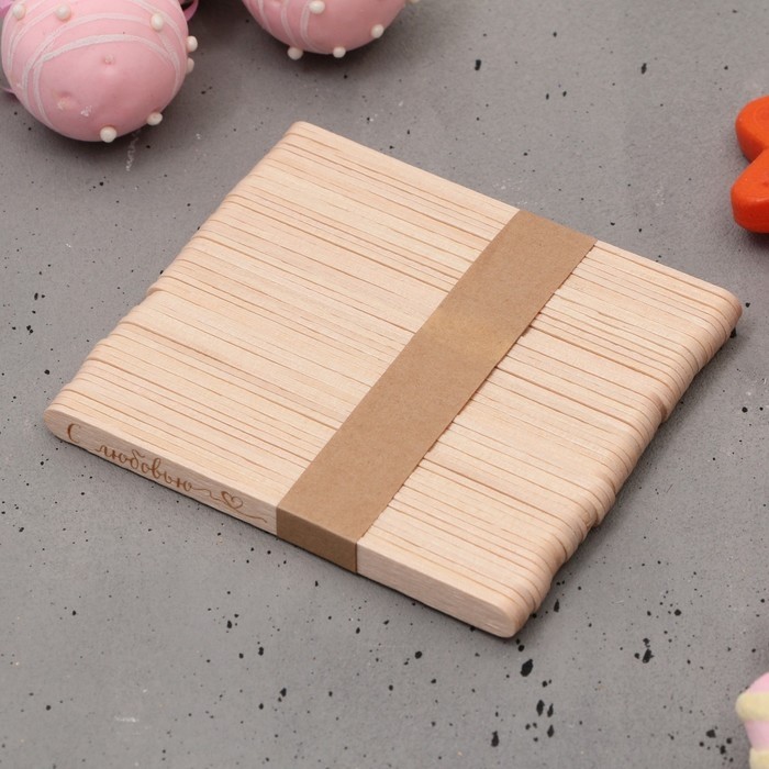 Палочки для мороженого деревянные «С любовью», набор 50 шт., 11.4×1 см