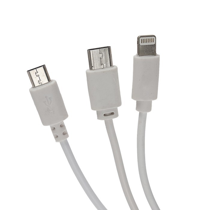 Комплект для зарядки 3 в 1 LuazON UC-13, Type-C/Lightning/microUSB, АЗУ, СЗУ, 1 А, белый