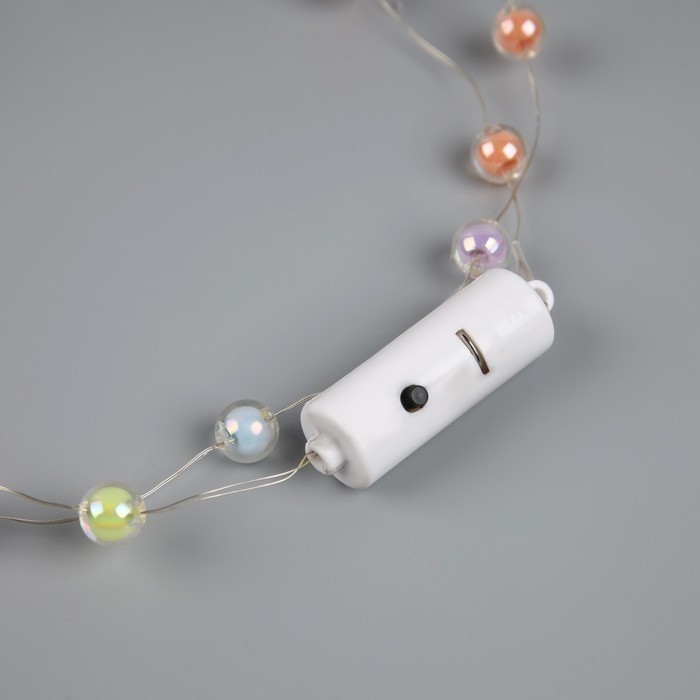 Светодиодные бусы «Бусинки», 80 см, LED(1608)-16-4.6V, AG13×3 (в компл.), 3 режима, свечение тёплое белое