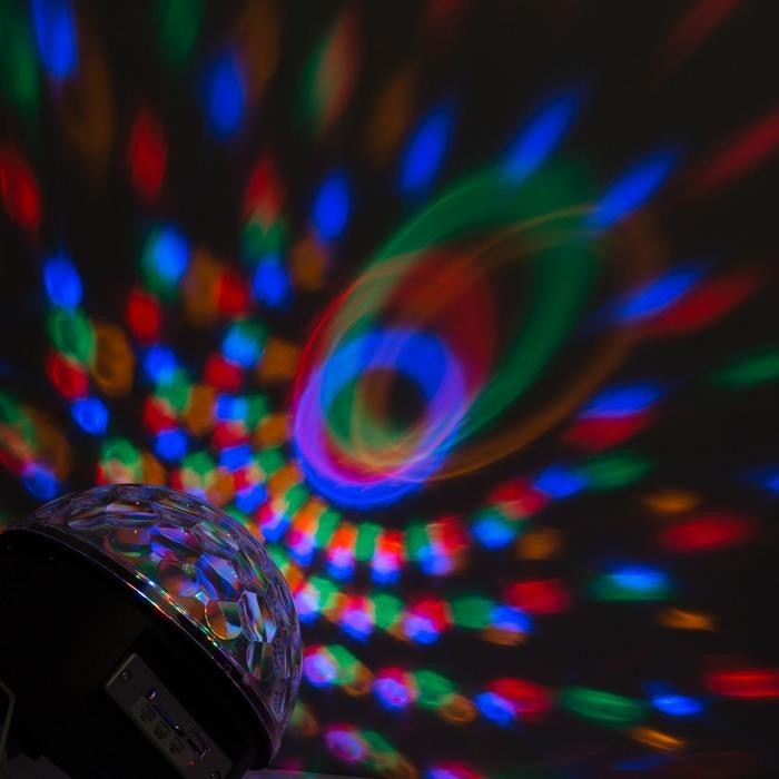 Ночник проектор «Хрустальный диско-шар» 17.5 см, динамик, свечение RGB, 220 В