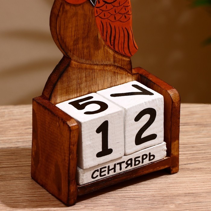 Вечный календарь настольный «Сова», 10.5×5×19 см, дерево