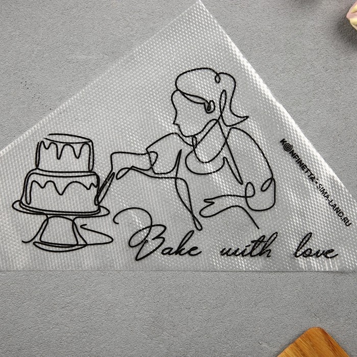 Кондитерские мешки Bake with love, (L) 38×24 см, 50 шт., KONFINETTA