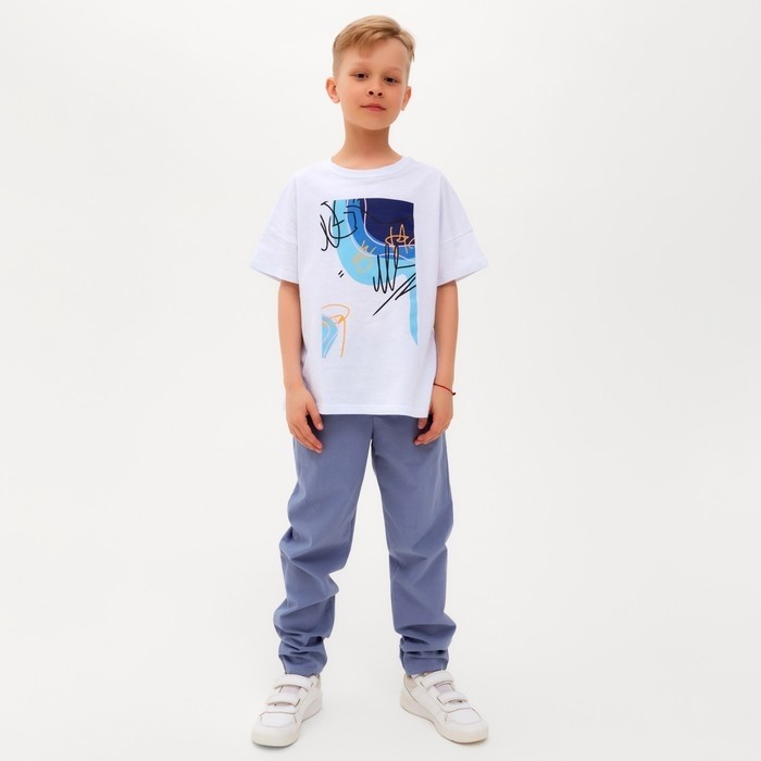 Брюки для мальчика MINAKU: Cotton collection, синие, рост 134 см