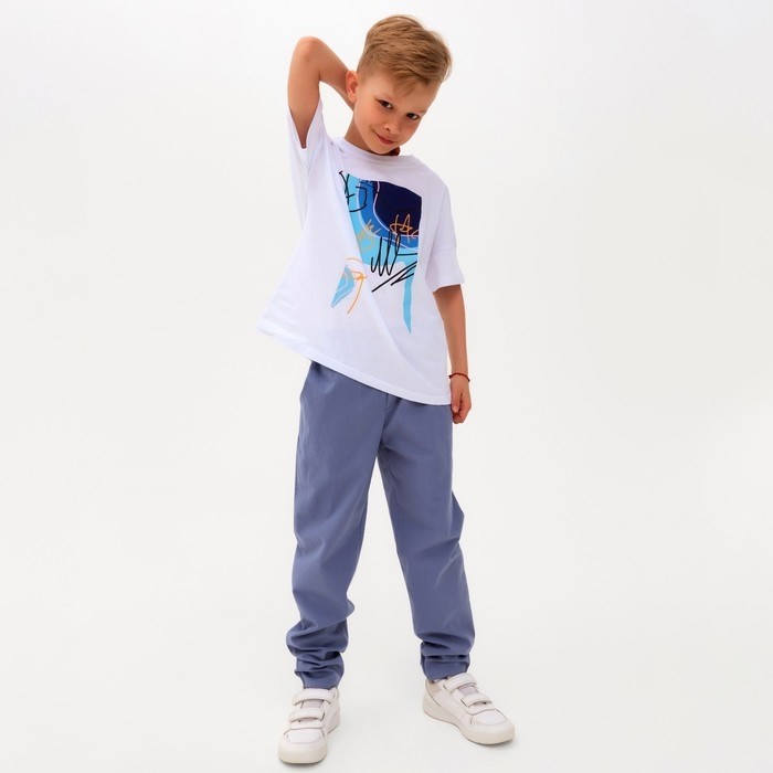 Брюки для мальчика MINAKU: Cotton collection, синие, рост 134 см