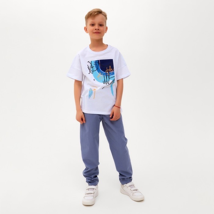 Брюки для мальчика MINAKU: Cotton collection, синие, рост 134 см