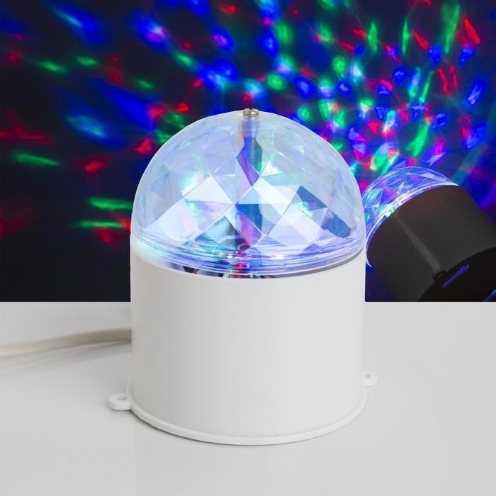 Световой прибор «Хрустальный шар» 7.5 см, свечение RGB, 220 В, чёрный