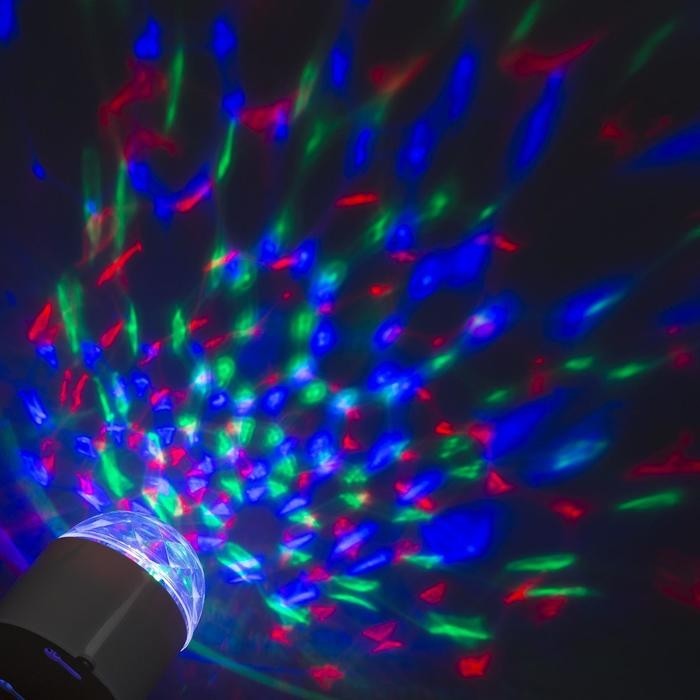 Световой прибор «Хрустальный шар» 7.5 см, свечение RGB, 220 В, чёрный