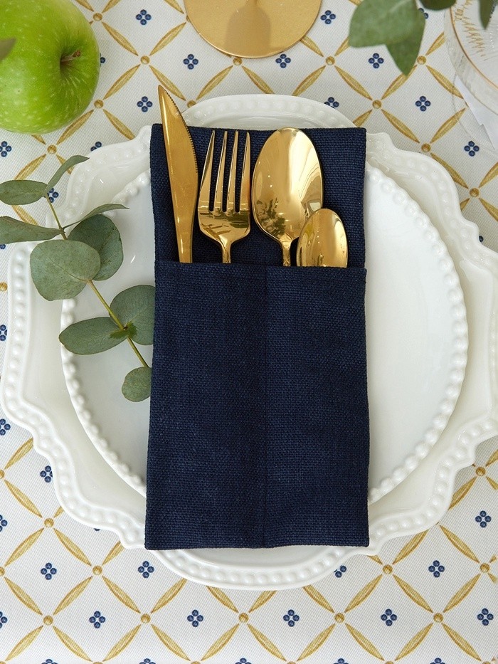 Набор конвертов для приборов Home collection blue-2 шт., 22×10 см, 100% лён