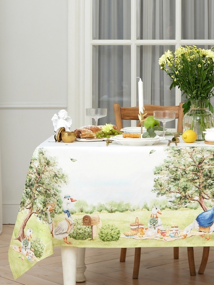 Скатерть Этель Family picnic, d=150 см +/-3 см с ВГМО, 100% хлопок, саржа 190 г/м²