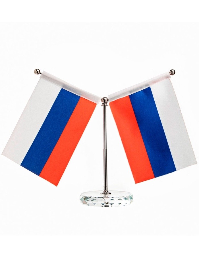 Флаг России настольный, на подставке, с двумя флажками 8×11 см, 16.5×12 см