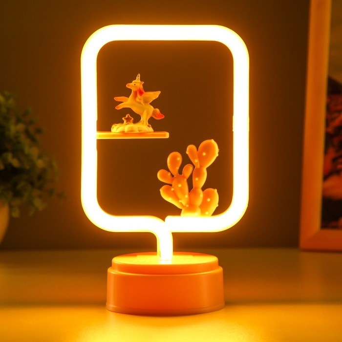 Фигурка светящаяся RISALUX «Единорог», LED-ночник, 4000 К, 2×АА, розовый, 20×8.5×8.5 см