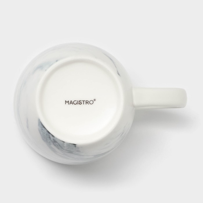 Кружки Magistro Real Marble, 400 мл, набор 2 шт., фарфор, белые