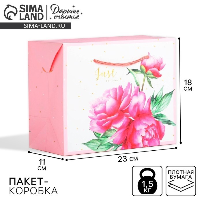 Пакет—коробка, подарочная упаковка, «Just for you», 23 х 18 х 11 см (Цена за 2 шт.)
