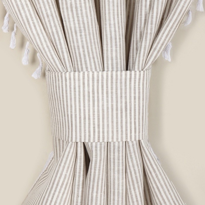 Комплект штор для кухни SL HOME Direction 140×180 см-2 шт., подхваты 2 шт., лён 100%