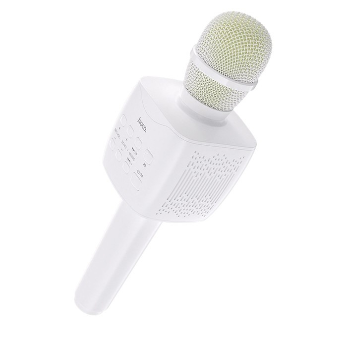 Микрофон для караоке Hoco BK5, 5 Вт, 1200 мАч, BT 5.0, microSD, USB, коррекция голоса, белый